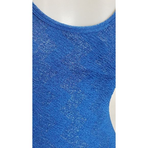 BKE Women's Small Tank Stretchy Blue Zig-Zag - Picture 3 of 10